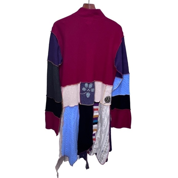 Vintage Woolrich Patchwork Duster Sweater Jacket Asymmetrical Hem Large - Picture 16 of 16